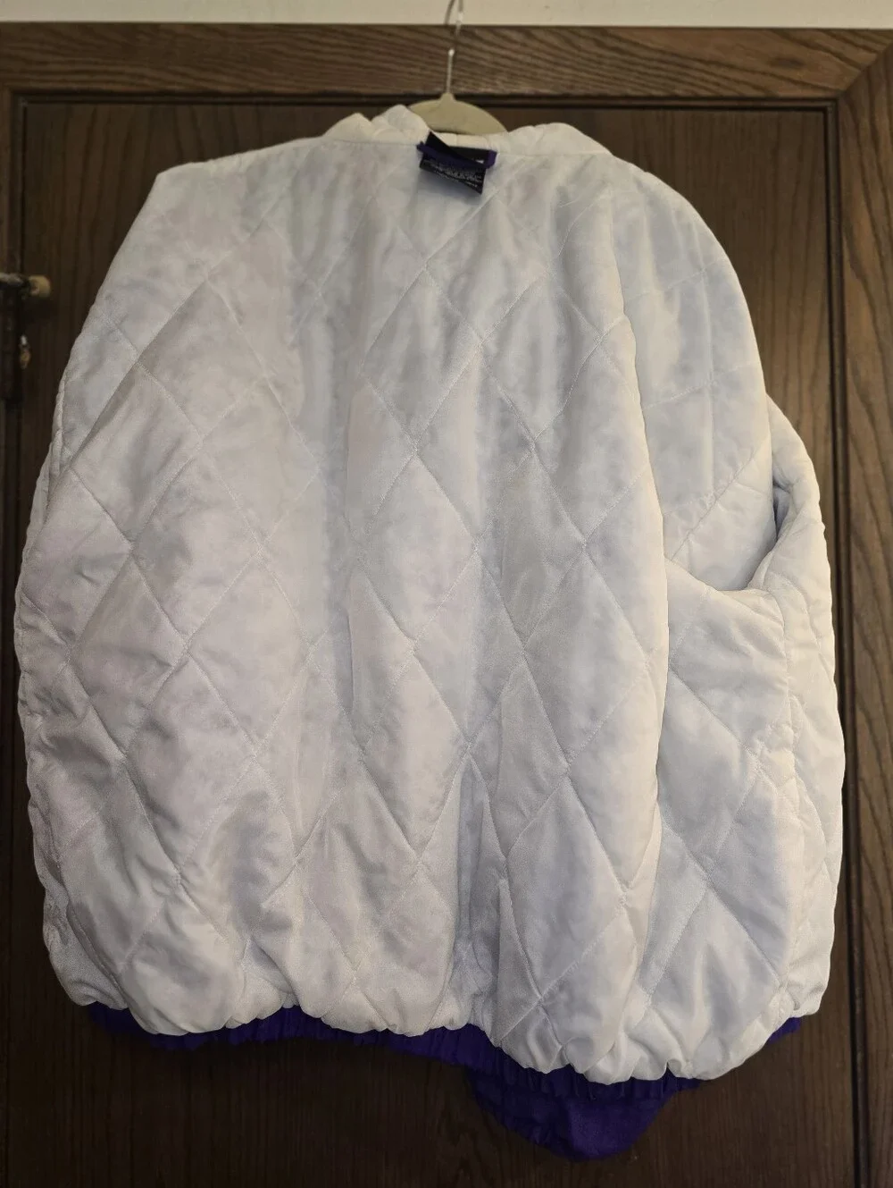 adidas Vintage Purple Hooded Trefoil Crinkle Puff Jacket White Stripes size XL